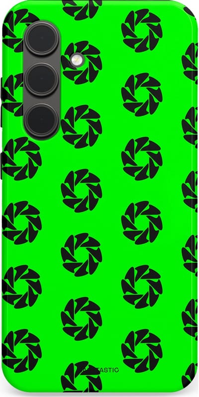 Casetastic hoesje geschikt voor Samsung Galaxy S24 - Dubbellaagse bescherming - Neon Groene Cirkels - Fashion Case - Groen Zwart