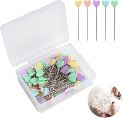 Set van 200 veelkleurige naaispelden van 5,5 cm met hartvormige koppen, ideaal voor naaien, knutselen en doe-het-zelfprojecten, lange en kleurrijke spelden voor decoratie en quilten