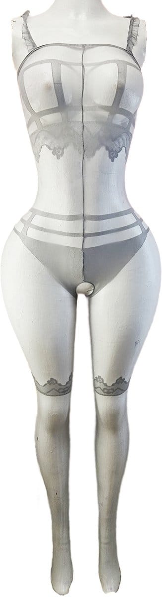 BamBella ® - Panty pak -Onesize - body suit - Dames - Onesize - Erotische jumpsuit van kant lingerie grijs