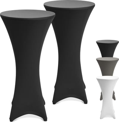 Beautissu Stella - Statafelhoes 60 cm statafelrok voor statafel feest decoratie geschikt voor horeca feestversiering stretch voor elk tafel set van 2 zwart
