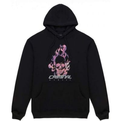 Criminal Damage Flamin Skull Heren Zwarte Hoodie