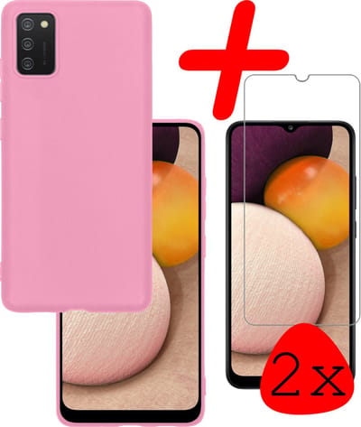 Hoesje Met 2x Screenprotector - Geschikt voor Samsung Galaxy A02s - Sterk & Shockproof - Back Cover - Siliconen Case - Telefoon Hoes - Rood