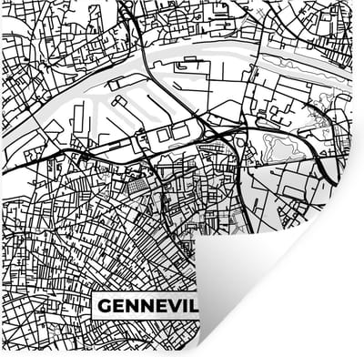 Muurstickers - Sticker Folie - Frankrijk - Plattegrond - Gennevilliers - Stadskaart - Kaart - Zwart wit - 100x100 cm - Plakfolie - Muurstickers Kinderkamer - Zelfklevend Behang XXL - Zelfklevend behangpapier - Stickerfolie