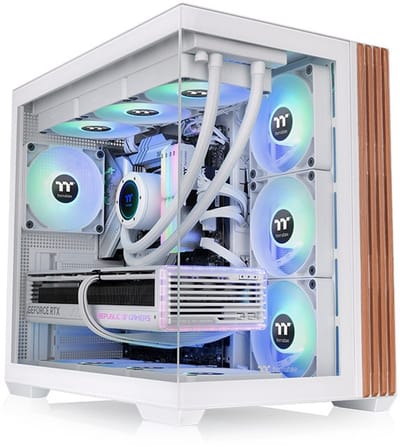 Thermaltake View 380 WS ARGB Snow - ATX, M-ATX, Mini-ITX - Gehard Glas - geen voeding - USB 3.2 Gen2 type-C - hout, staal - wis