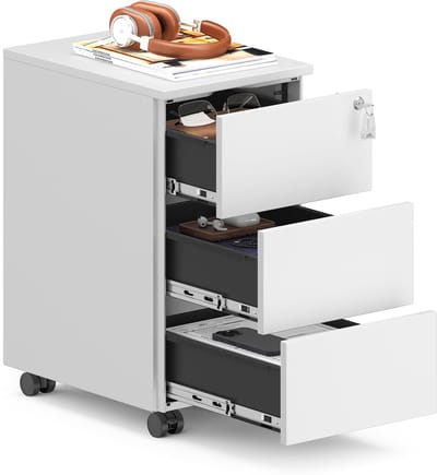 SONGMICS - Archiefkast - Verrijdbare Ladeblok - Metalen Archiefkast - 3 Lades - Afsluitbaar - Voor Kantoor Homeoffice