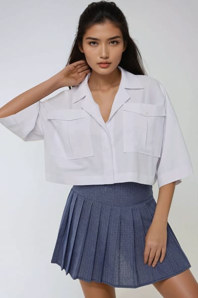 Crop Shirt met een Zakdetail