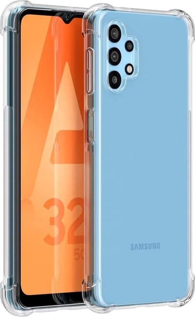 Hoesje geschikt voor Samsung Galaxy A32 5G - Clear Anti Shock Hybrid Armor Case Siliconen Back Cover Hoes Transparant
