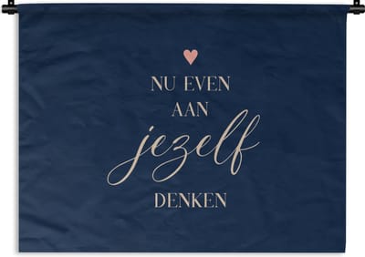 Wandkleed - Wanddoek - Beterschap - Quotes - Hart - Denken - 120x90 cm - Wandtapijt