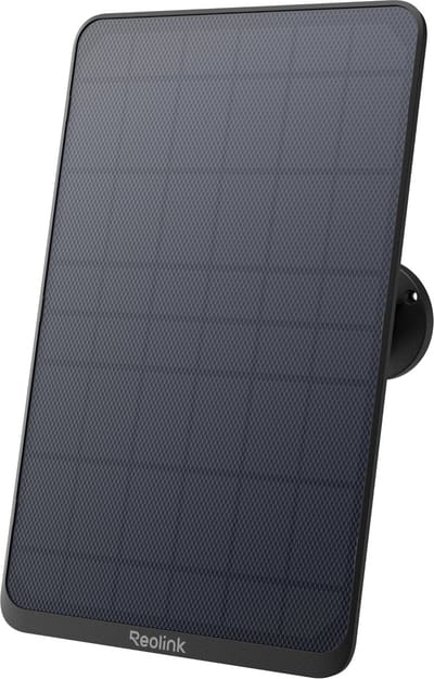Reolink 12W Zonnepaneel Zwart, Continue Stroomvoorziening voor Draadloze Buitencamera's, Compatibel met TrackMix/Argus PT Ultra/Duo 2/Eco Ultra/3 Ultra, IP65 Weerbestendig, met 4 Meter Kabel & 360° Verstelbare Beugel