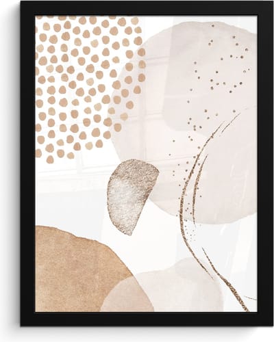 Poster in lijst - Fotolijst 30x40 cm - Posters - Watercolor - Pastel - Beige - Abstract - Modern - Posterlijst zwart - Wanddecoratie badkamer - Muurdecoratie WC - Decoratieve accessoires - Toilet muur decoratie
