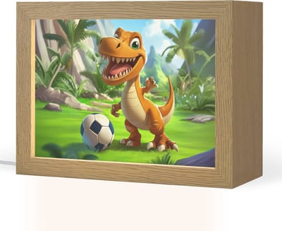 Nachtlampje 20x15 cm - Kinder lampje - Dino - Voetbal - Groen - Tafellamp kinderkamer - Slaapkamer lamp - Bedlamp kinderen - Kinderlampje stopcontact - Wandlamp babykamer - Nachtlampjes