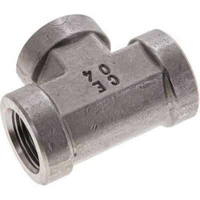 T-koppeling 3/4" NPT Binnendraad RVS Hoge druk 170 bar (2388.5psi)