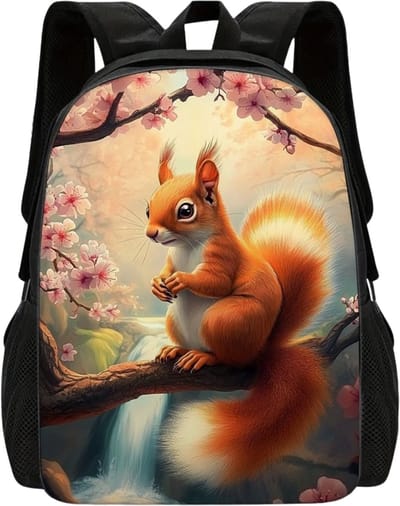 Eekhoorn Rugzak | Schattige Eekhoorn Rugtas | Bos Rugzak | Eekhoornpatroon Rugtas | Rugzak Meisje | Rugzak Jongens | Mooie rugzakken met Eekhoorn | 15 - 20 liter | Kinder Rugzak
