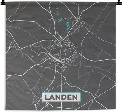 Wandkleed - Wanddoek - België – Landen – Stadskaart – Kaart – Blauw – Plattegrond - 180x180 cm - Wandtapijt