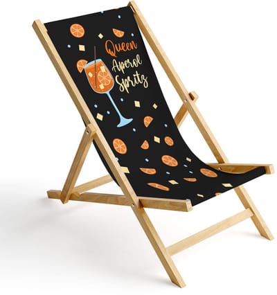 FEROCITY - Opklapbare ligstoel - Houten - strandstoel met afneembare hoes - 120 x 58 x 45 cm - Birke - Koningin Spritz
