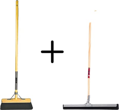 Synx Tools Paardenhaar 29cm + Vloertrekker 35cm met Steel 150cm - Kamerveger – Vloerreiniger – Moppen – Zachte binnenbezem met steel 120cm