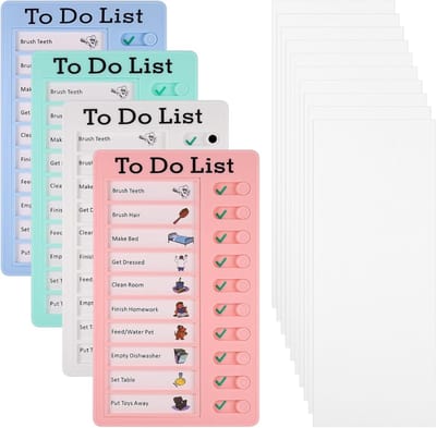 Famanu - Klusjesgrafiek kinderen set van 4 – Herbruikbare checklist boards – Dagelijks schema en gedragstabel