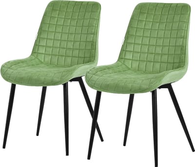 Eetkamerstoel set van 2 salie met fluwelen bekleding en stalen poten Keukenstoel met rugleuning ML design