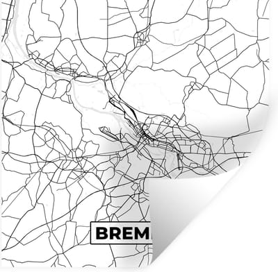 Muurstickers - Sticker Folie - Kaart - Bremen - Stadskaart - Plattegrond - 100x100 cm - Plakfolie - Muurstickers Kinderkamer - Zelfklevend Behang XXL - Zelfklevend behangpapier - Stickerfolie