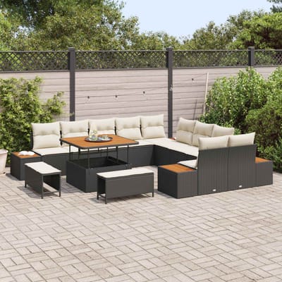 vidaXL - Tuinbank - Set - 13 - st - 12-Aantal - zitplaatsen - Zwart - en - Crème
