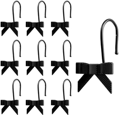 SVGCommerce - Decoratieve Douchestang Haken - Schattige Boogvormige Ringen - Zinklegering - Zwart - Badkameraccessoires - Kindvriendelijk - Kunstzinni