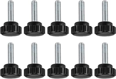 Dailygoods - Gekartelde Klemknoppen - Schroefdraad - Handige Grip - Zwart - Voor Zaagboor en Draaibank - M6 x 20 mm - 10 Stuks