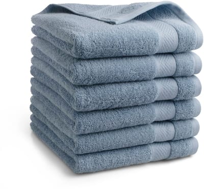 DoubleDry Hotel Handdoeken 50 x 100 cm – Set van 6 – 100% Katoen 500 g/m2 – Zacht & Absorberend - Lichtblauw