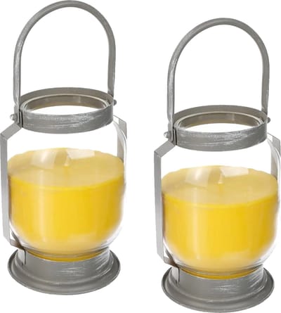 Atmosphera Citronella kaars/lantaarn - 2x - in glas - 65 branduren - Geurkaarsen citrus geur