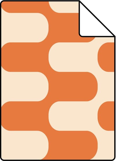 Proefstaal ESTAhome behang golvende lijnen oranje en beige - 26.5 x 21 cm - 132141-S