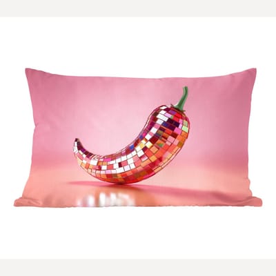 Sierkussens - Kussentjes Woonkamer - 60x40 cm - Peper - Disco - Rood - Glitter