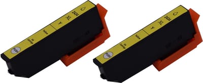 KATRIZ® huismerk inkt voor Epson T24XL, 2433XL Geel (C13T24344010) Geschikt voor Epson Expression Photo XP-55 / XP-65 / XP-750 / XP-760 / XP-850 / XP-860 / XP-950 / XP-960 / XP-970|13ml | ( 2stuks) - Met chip