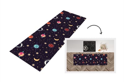 Keukenloper - Loper keuken - Space - Zodiac - Sterren - Design - Heelal - 150x50 cm - Keukenloper vinyl