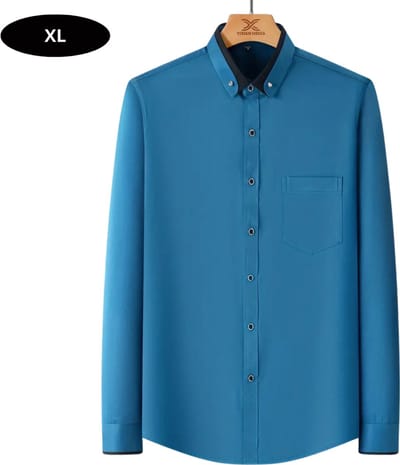 Bovista Overhemd Heren - Volwassenen - Lange Mouwen - Strijkvrij - Lange Mouw - Donkerblauw - Maat XL
