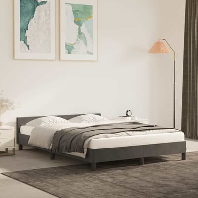 vidaXL - Bedframe - zonder - matras - 140x200 - cm - fluweel - donkergrijs