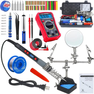 Soldeerbout Kit - Soldeerapparaat Set - Elektronica Reparatie - Instelbare Temperatuur - 80 Watt - Zwart