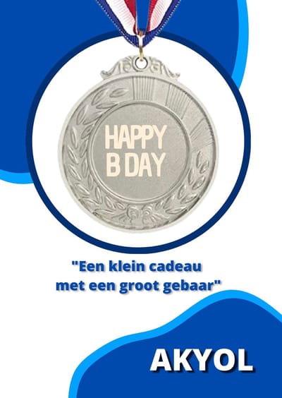 Akyol - happy b day medaille zilverkleuring - Verjaardag - familie vrienden - cadeau