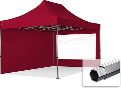3x4,5 m Easy Up partytent Vouwpaviljoen PROFESSIONAL alu 40mm met zijwanden (panorama), rood