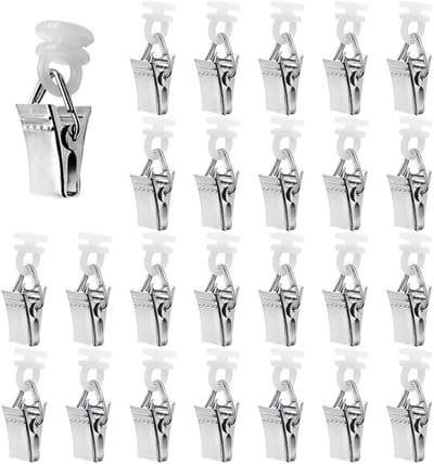Dailygoods - 70 Stuks Metalen Gordijnclips en Rollen voor Gordijnrails