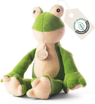 Cute since 1999 - Finn de kikker knuffe - Organische knuffel - 26cm x 10cm