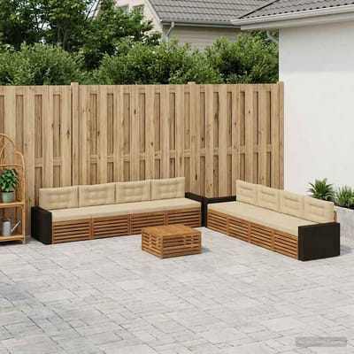 vidaXL - Buiten - bank - set - 9 - st - Natuurlijk - en - Beige - Polyester