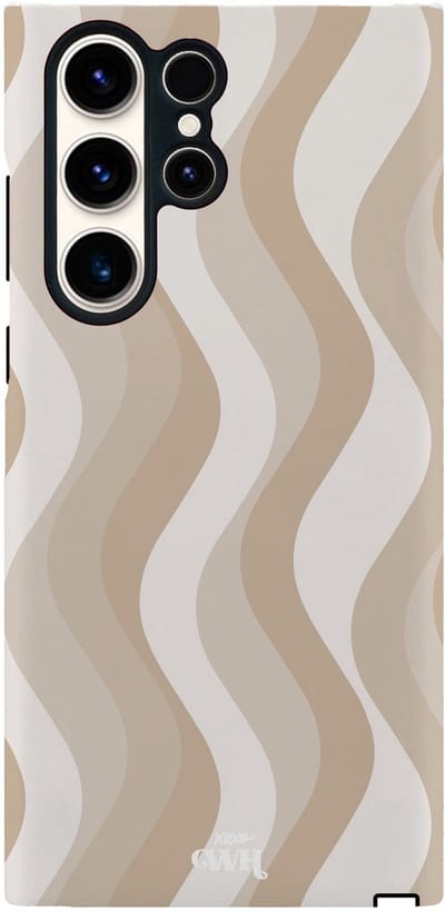 xoxo Wildhearts Minimal Nude - Hoesje geschikt voor Samsung Galaxy S26 Ultra - Siliconen hoesje met dubbele beschermlaag - Luxe case - Stevige backcover - Golvenprint - Golvend patroon - Beige / Creme / Wit