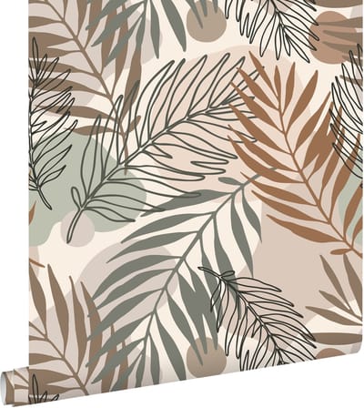 ESTAhome behang bladeren beige en vergrijsd groen - 50 x 900 cm - 139822