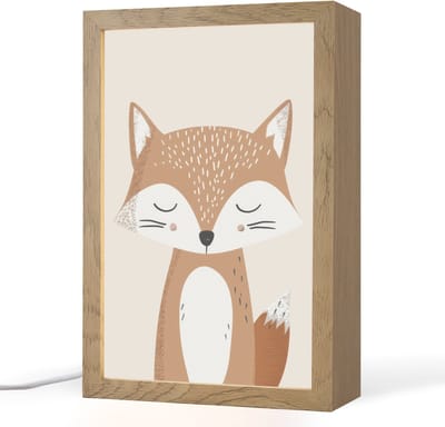 Nachtlampje 20x30 cm - Kinder lampje - Vos - Dier - Bosdieren - Tafellamp kinderkamer - Slaapkamer lamp - Bedlamp kinderen - Kinderlampje stopcontact - Wandlamp babykamer - Nachtlampjes