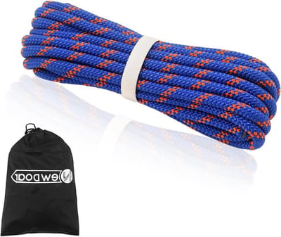 NewDoar CE- en UIAA-gecertificeerd, 14 KN 8 mm (5/16 inch) statisch klimtouw, accessoirekoord met hoge sterkte, dubbele vlecht, veiligheidstouw voor outdoor survival, wandelen, bergbeklimmen (blauw, 8