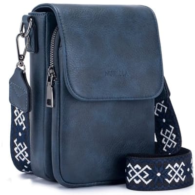 SnelShoppen - MUIIKOLA Kleine Telefoontas, PU-Lederen Damestas met Kaartsleuven, Verstelbare Brede Riem, Crossbody Tas voor Vrouwen met Meerdere Zakje