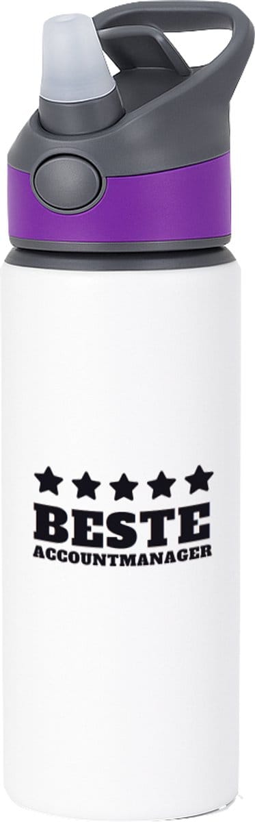 Hacebo® - Beste accountmanager waterfles met rietje paars - Beste accountmanager - collega - welkom - afscheid - water fles - 650ML
