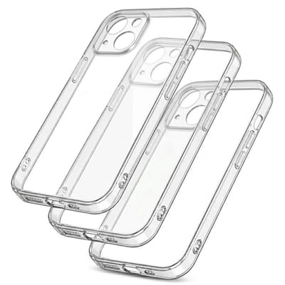 Transparant telefoon hoesje set van 3 geschikt voor iPhone 14 – doorzichtige backcover met verhoogde randen en schokbestendige hoeken – unisex clear case set