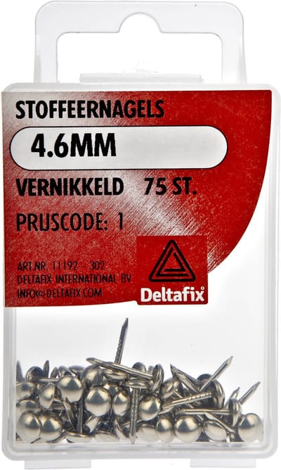 Deltafix stoffeernagels 4,6 mm - vernikkeld - ronde kop - 75 stuks