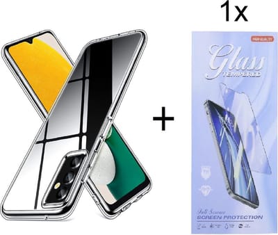 Soft Back Cover Hoesje Geschikt voor: Samsung Galaxy A13 5G / A04s Silicone Transparant + 1X Tempered Glass Screenprotector - ZT Accessoires
