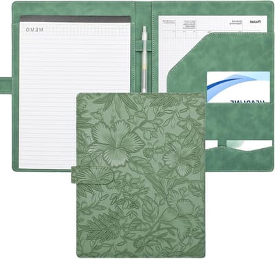 Professionele Padfolio met Notepad en Document Organizer voor Sollicitaties en Zakelijke Gebruik - Groene Portfolio Binder voor School en Kantoor